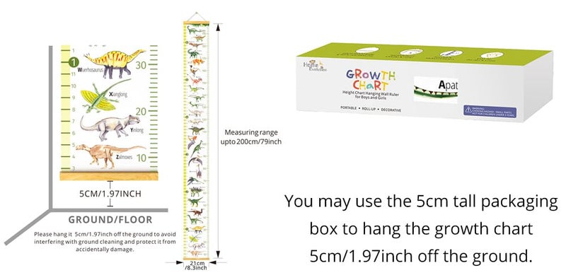 HomeEvolution Kids Growth Chart Height Measuring Chart, Dinosaur Canvas Wall Hanging Rulers for Baby Children Girls Bedroom Decor - Image 5